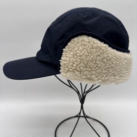 Lands' End Squall Sherpa Fleece Lined Hat L-XL Navy Trapper Nylon Waterproof - Picture 2 of 9